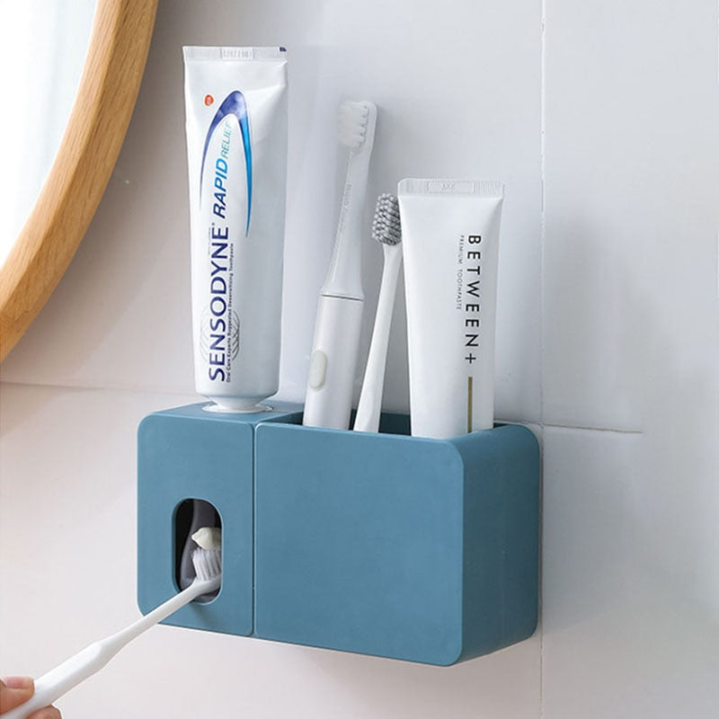 Toothpaste Dispenser With Toothbrush Holder