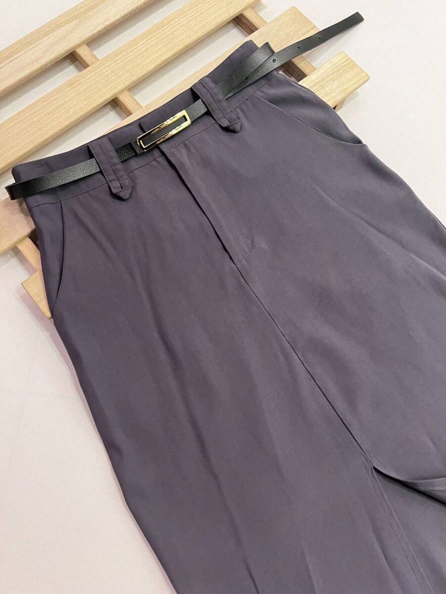 Saia Midi Com Cinto Fenda Cintura Alta Bellizzi