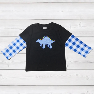 Lights Dino Shirt w/Check Sleeves