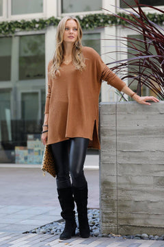 Camel waffle knit sweater