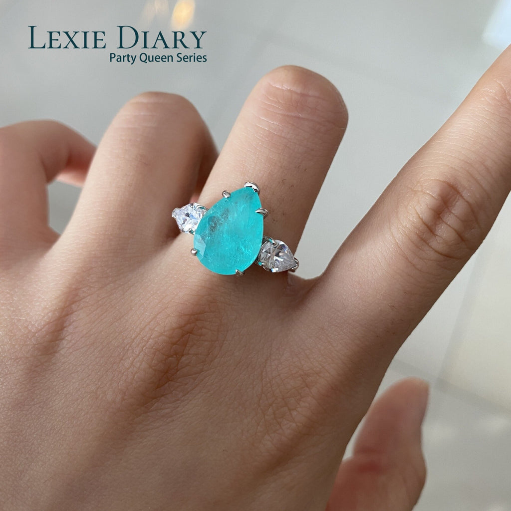 100% 925 Sterling Silver Pear Cut Paraiba Tourmaline Diamond Gemstone –  LEXIE DIARY