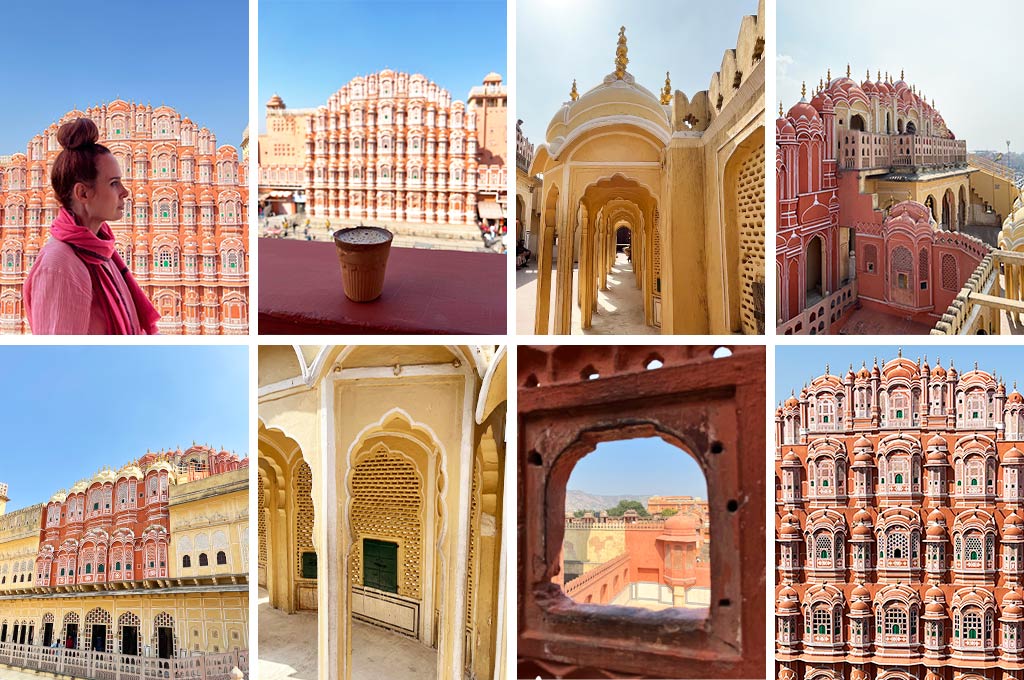 Collage of the Hawa Mahal Palace in Jaipur