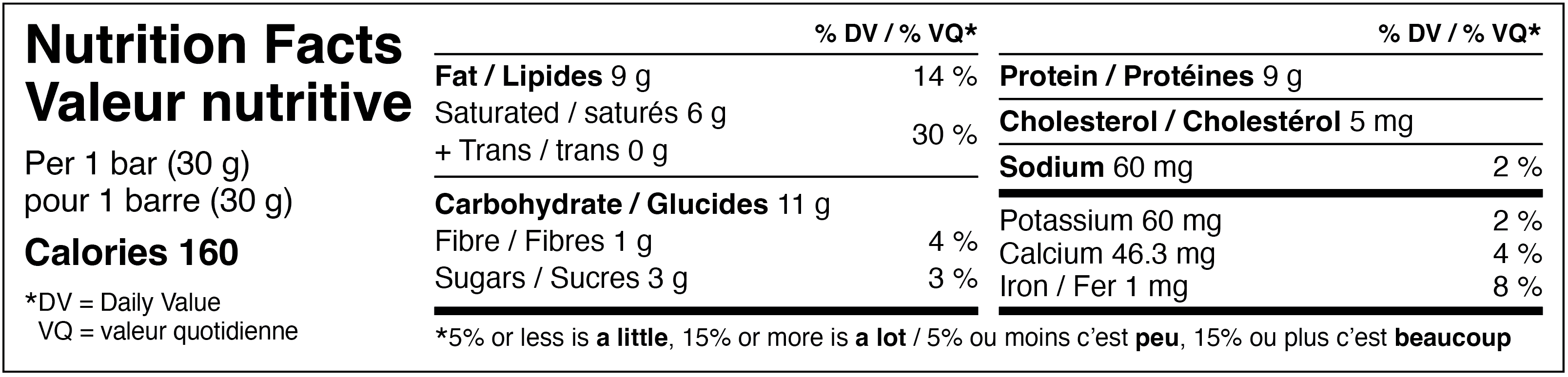 nutrition label for chocolate protein wafer