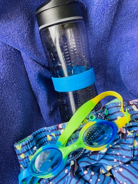 Water Bottle, bottle band, and swimming wear