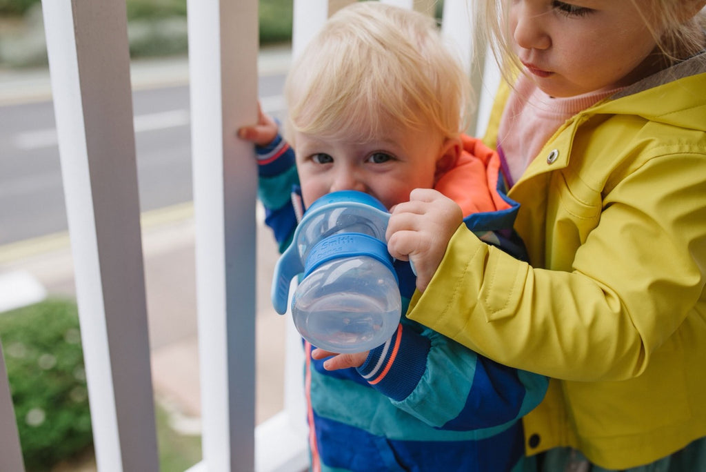 Kid with water bottle