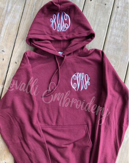 Cute Womens Monogram Pullover Hooded Sweatshirt Monogrammed Thumb