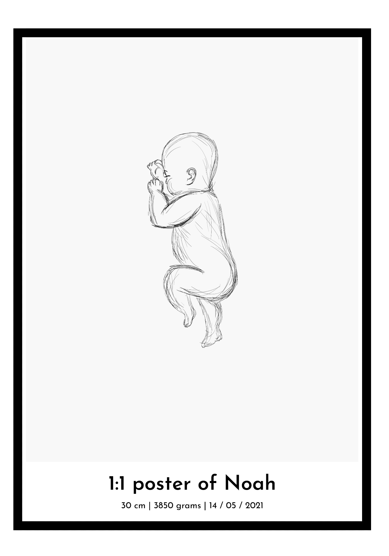 Custom Line Drawing of YOUR Baby, Newborn Poster Scale 1:1, Personalized to  Babys Actual Birth Size, Birth Poster of Newborn Length, Height 