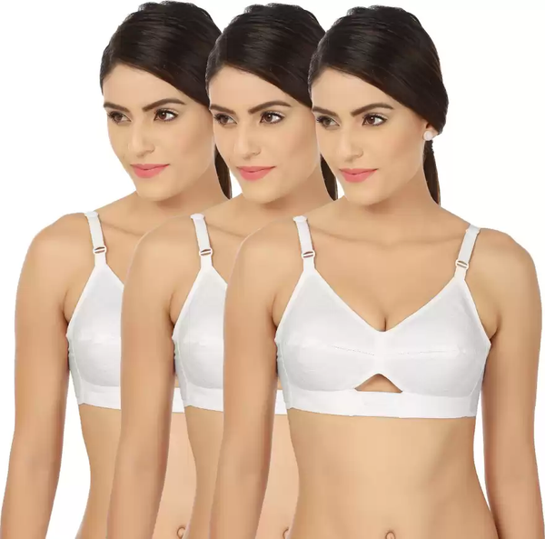 HANG BANG White Colour Non Padded Comfortable, Skin Friendly Regular Women  Cotton Bra with Cotton Strap - Pack of 2