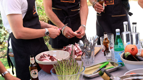 Prepping the salad for the fish masterclass