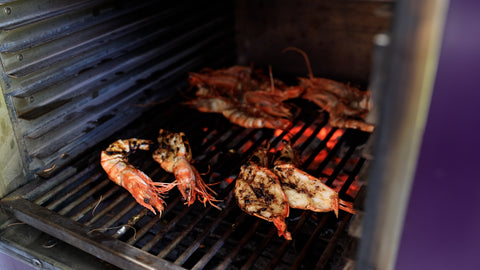 Grilling the prawns in the closed oven cooks them so much faster with the indirect heat and smoke as well as the direct heat