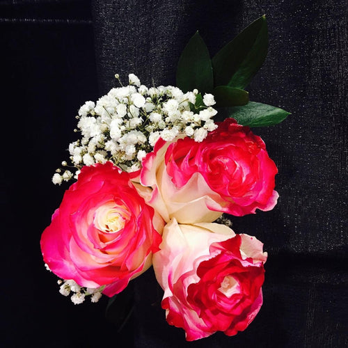 Dark Pink Rose Bouquet with Pink Glitter 6-Stem