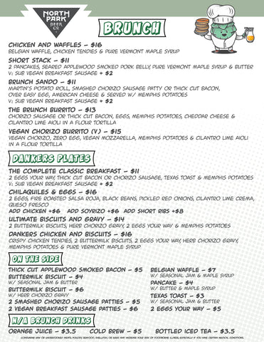 Bankers Hill Food Menu Brunch Page 1