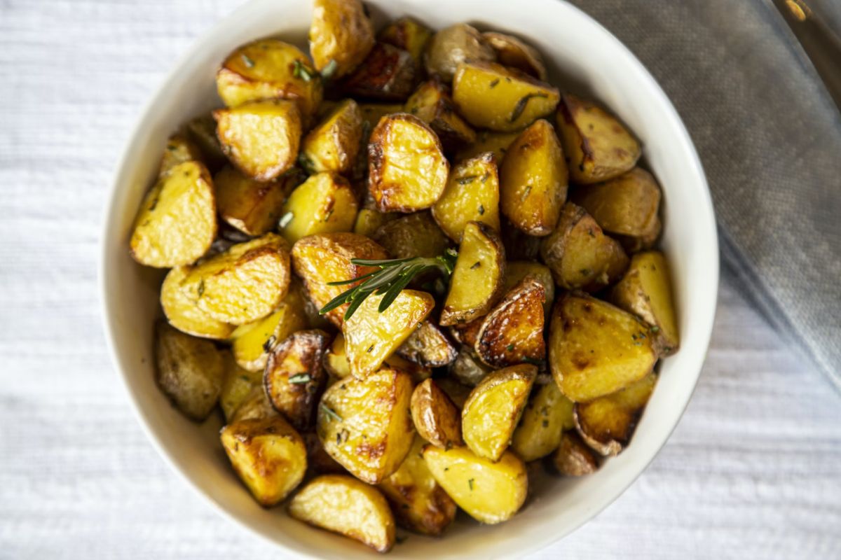A bowl of grilled potatoes