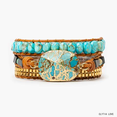 beads boho bracelet bracelets collection handmade men natural plumiss stone strand variety women wrap crystal leather
