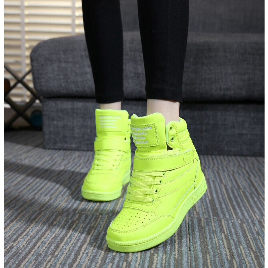 green wedge sneakers