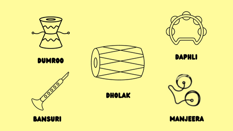 Simplpe indian musical instruments for children