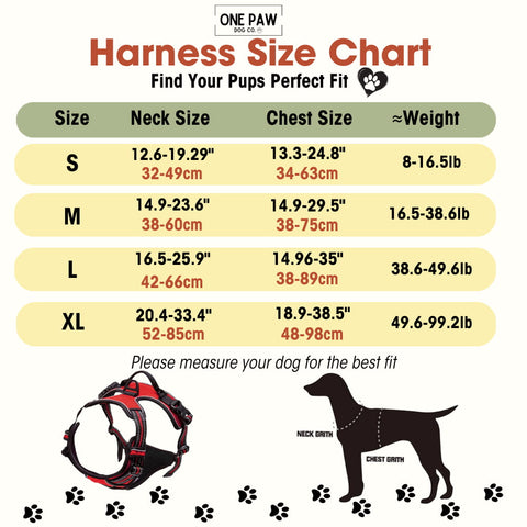 easy on harness size chart