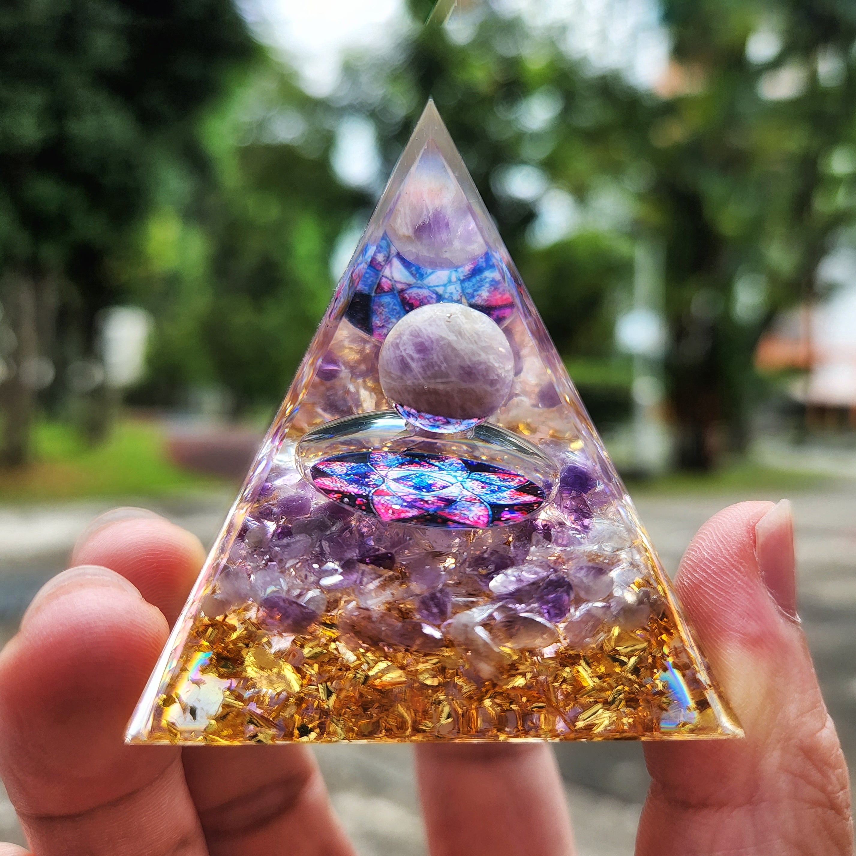 Moonstone Amethyst Pyramid (Inner Peace)