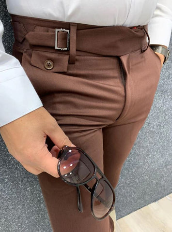 Wood Brown Signature Buttoned Gurkha Pants by ITALIAN VEGA®