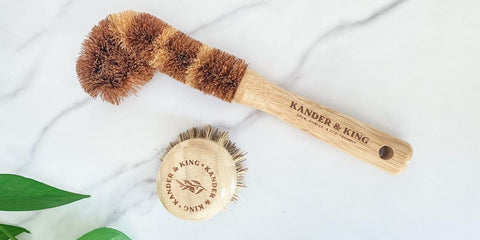 Bamboo bottle and pot brush for cleaning