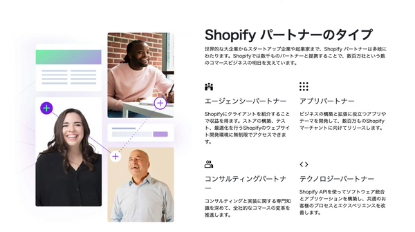 Shopifyパートナーのタイプ