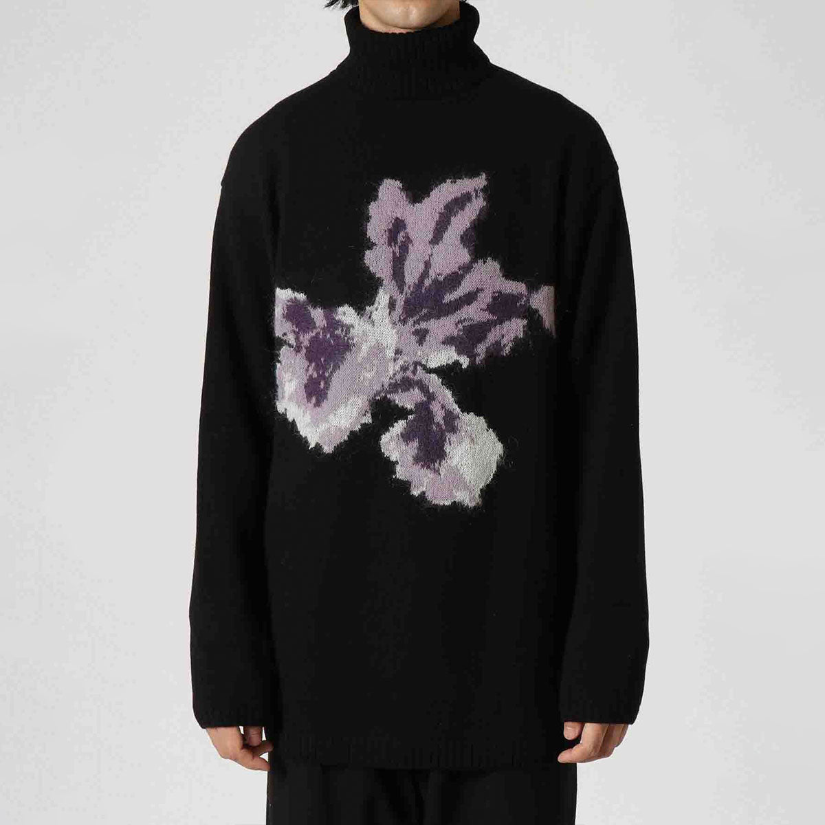 7G FLOWER INTERSIA JACQUARD TURTLE NECK