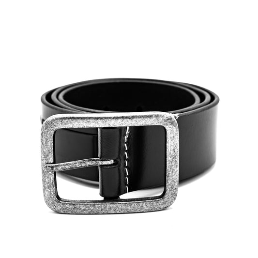 Genuine Leather Belts For Men Dress Black Belts Chrome Finished Buckle