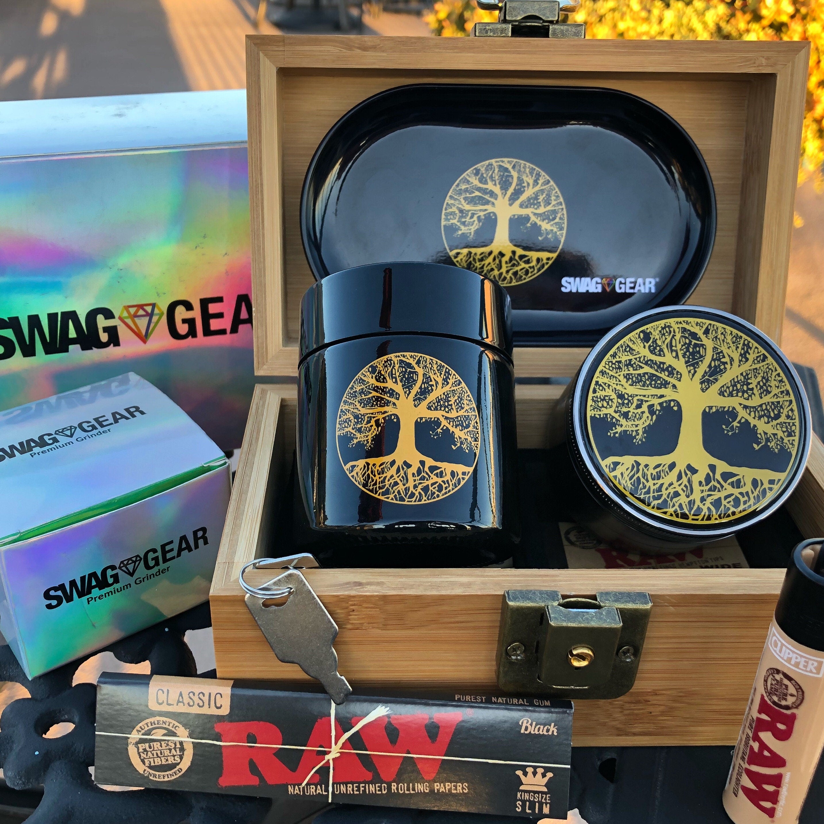 Tree of Life Herb Grinder 4 Piece Premium Etched Grinder Titanium Grinder  Large Grinder 2.5 Wide Original Art Swag Gear Gift Box 