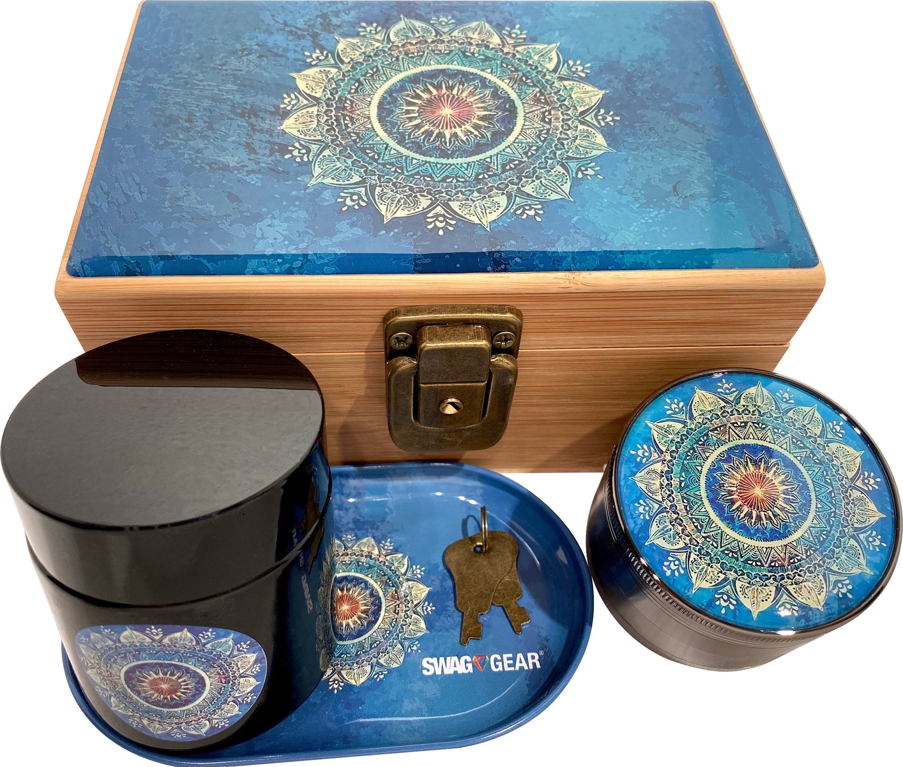 Blue Mandala Smell Proof Stash Box Combo - Water Proof Case with Lock –  Swag Gear