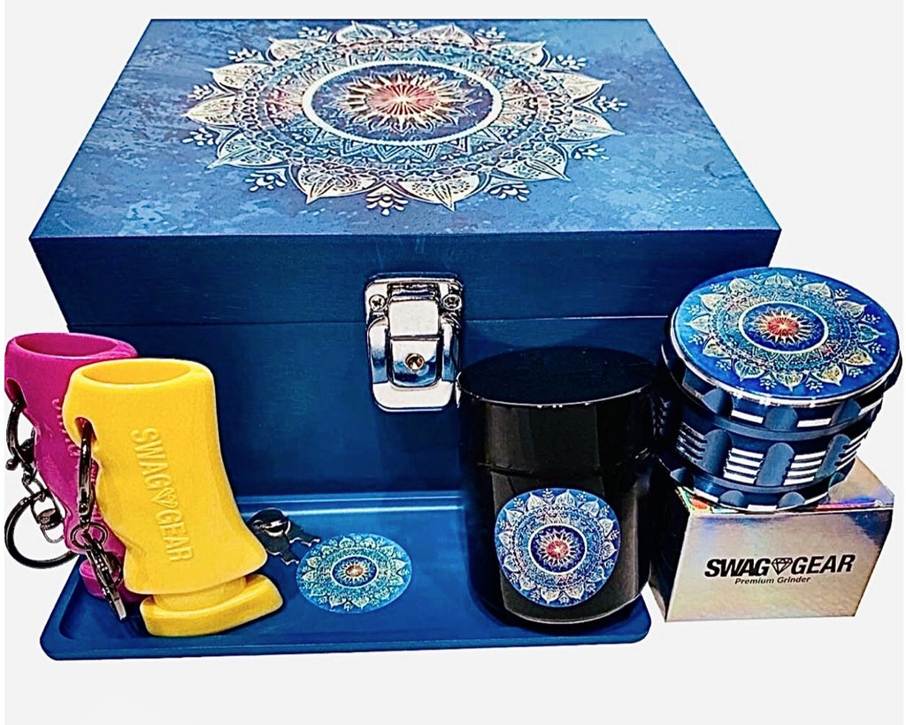 Blue Mandala Smell Proof Stash Box Combo - Water Proof Case with Lock –  Swag Gear