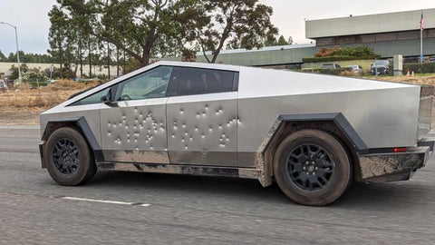 Cybertruck with bullet holes