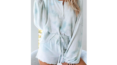 Pastel blue tie-dye lounge set on Amazon