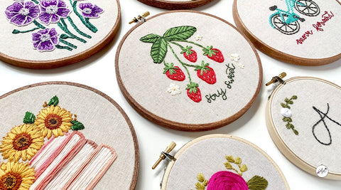 Embroidery hoop art kits from Haley Hamilton Art