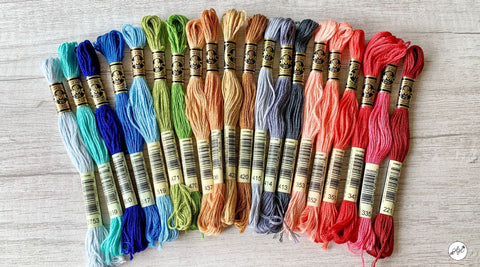 DMC six-strand embroidery floss in a variety of colors