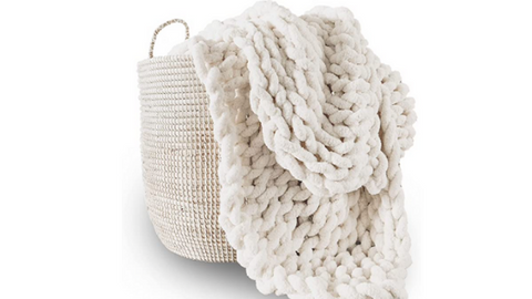Ivory chunky knit blanket on Amazon