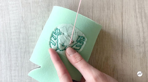 Embroidering a Koozie can cooler for summer tutorial from Haley Hamilton Art