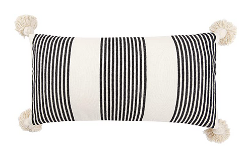 Striped lumbar pillow with tassels from Amazon