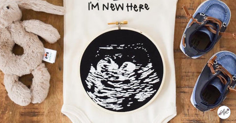 Custom sonogram embroidery hoop pregnancy announcement 