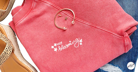 Embroidered pink sweatshirt for spring