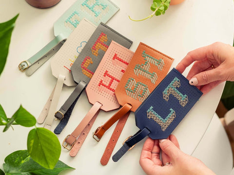 Hand Stitched Leather Luggage Tag