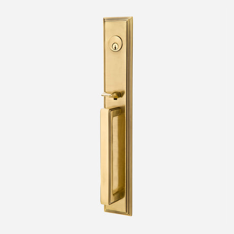 Emtek Satin Brass Front Door Entry Handleset Transitional Heritage