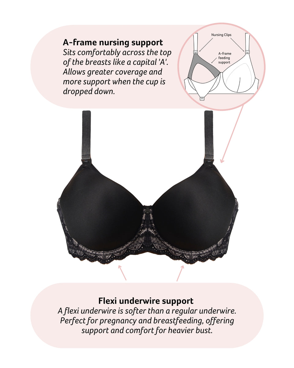 OBSESSION JET BLACK CONTOUR NURSING BRA - FLEXI UNDERWIRE