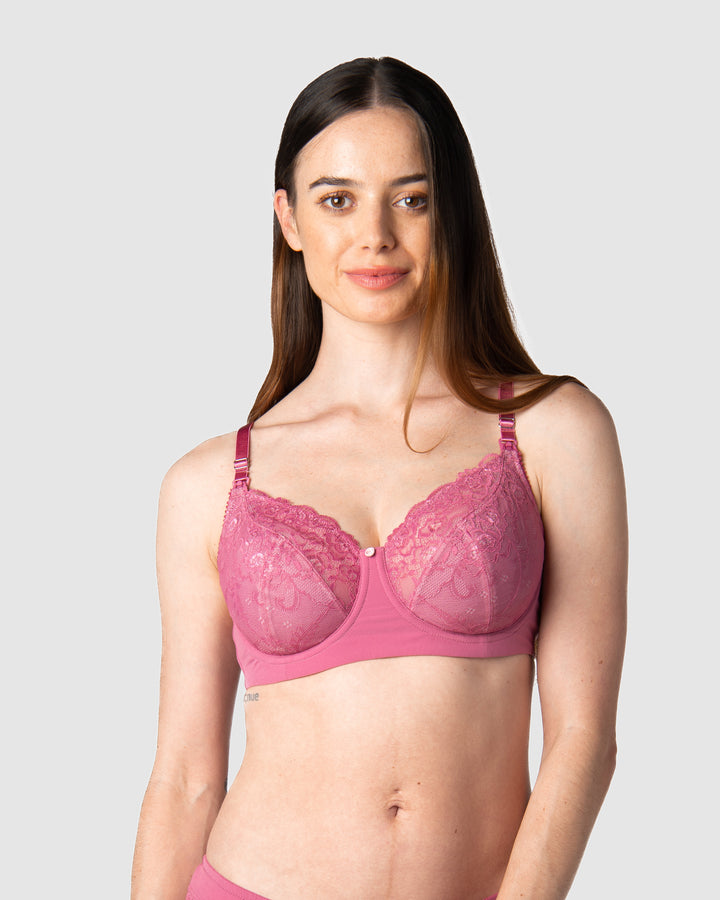 HOTmilk Caress Plunge Nursing Bra (CPLP),Small A-D,Lotus Pink 