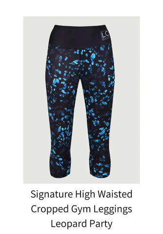 Signature High Waisted Cropped Gym Leggings - Leopard Party