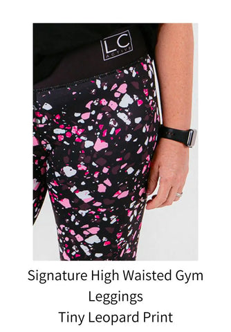 Signature High Waisted Gym Leggings - Terrazzo Pink