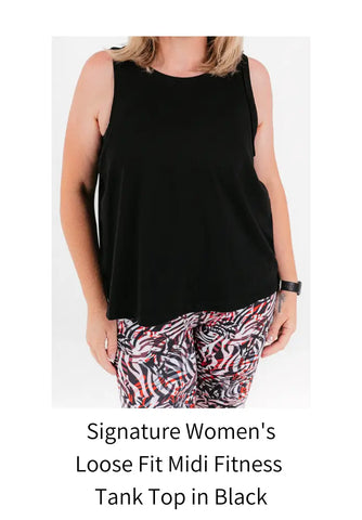 Signature Women's Loose Fit Midi Fitness Tank Top Black
