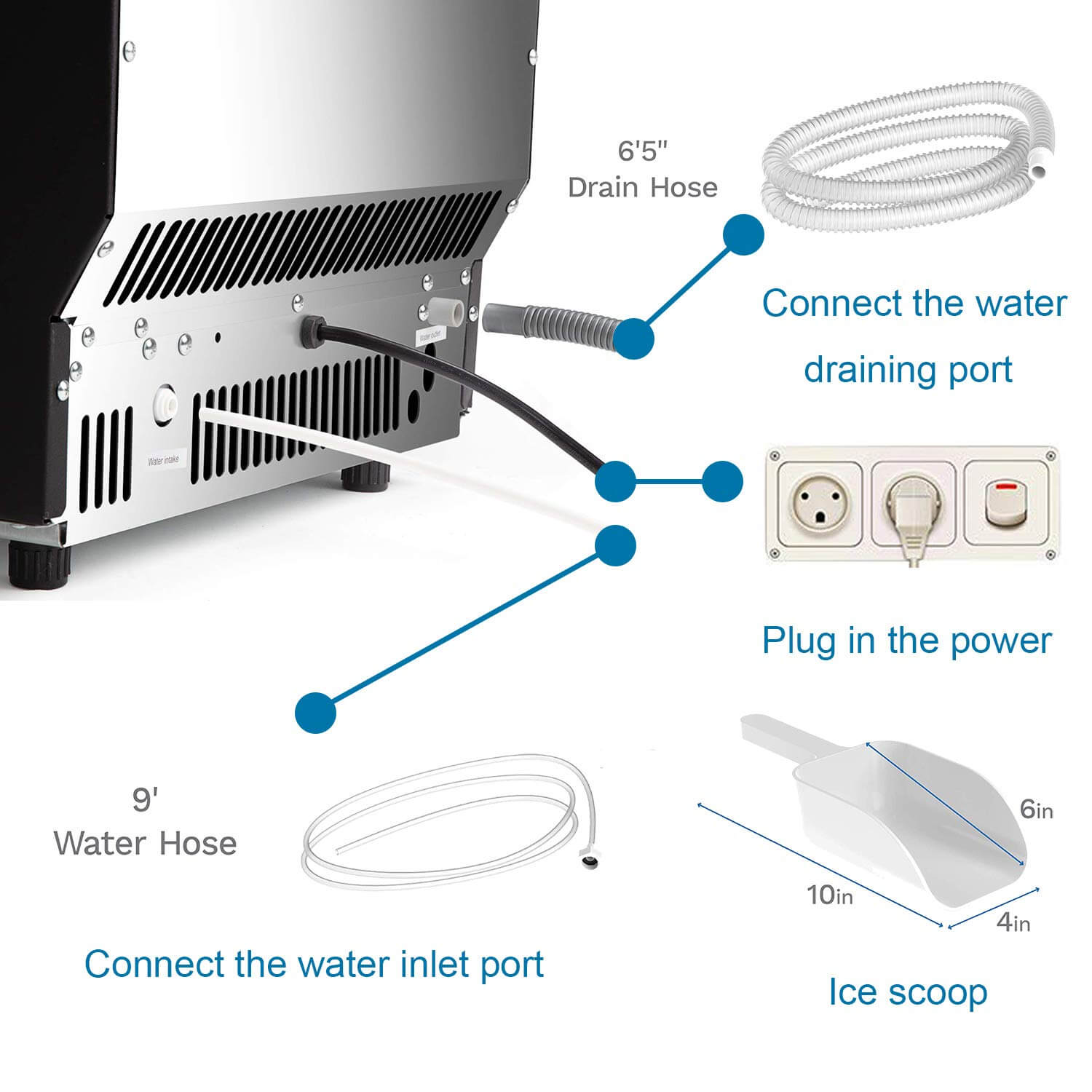 Antarctic Star Commercial Ice Makers Machine Stainless Steel Makes 265 Lbs of Ice