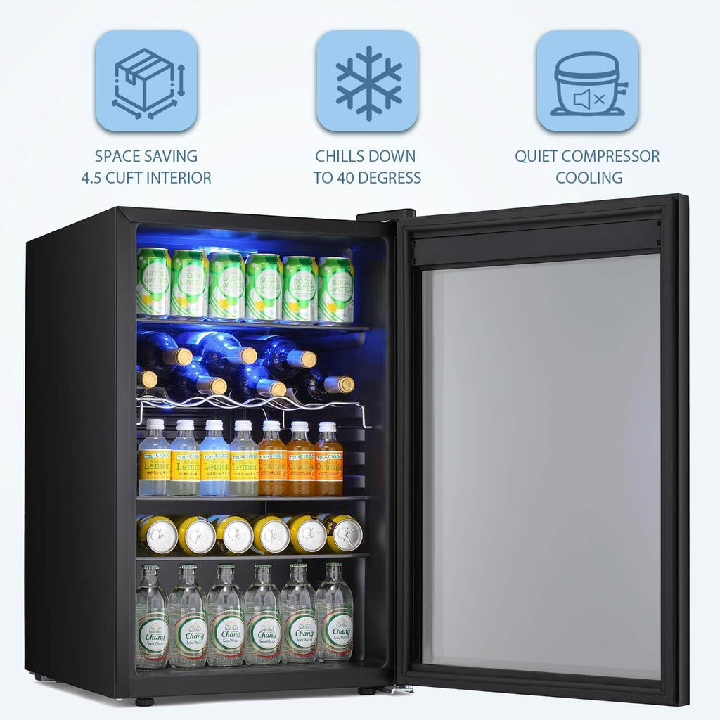 Antarctic Star Mini Fridge Cooler - 60 Can Beverage Refrigerator Glass Door  for Beer Soda or Wine –Small Drink Dispenser Machine Removable for Home