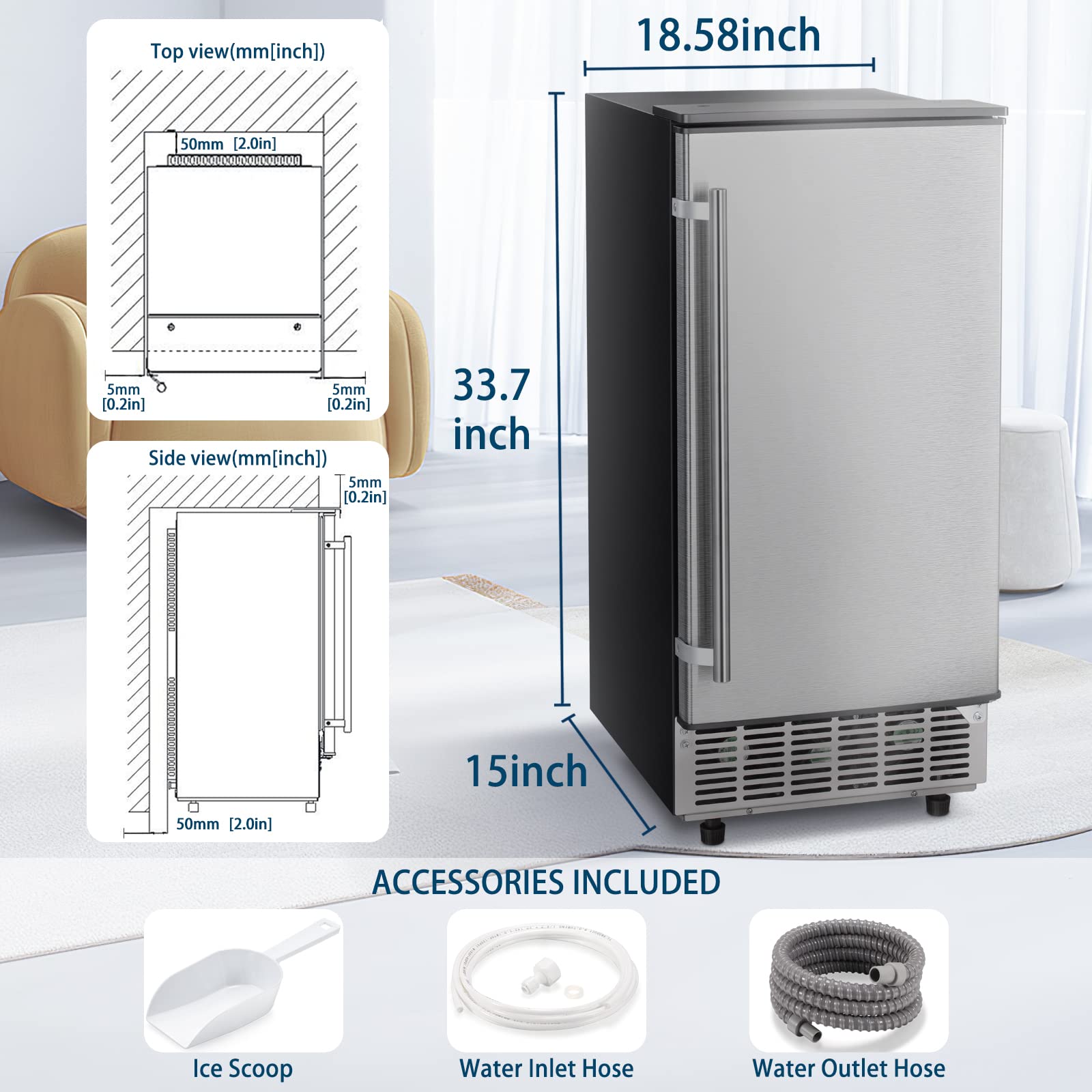 Antarctic-Star Commercial Ice Maker, Free Standing and Built In Ice Maker