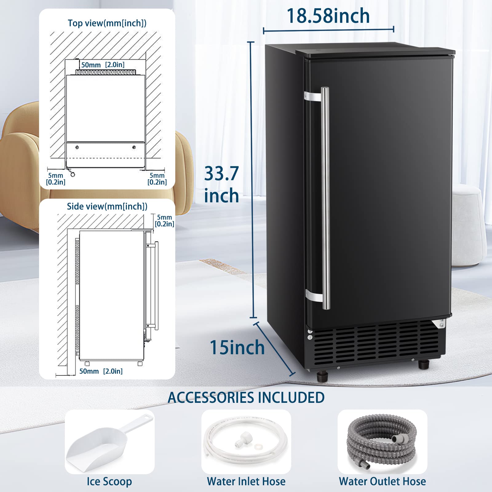 Antarctic-Star Commercial Ice Maker, Free Standing and Built In Ice Maker